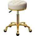 thumbnail image 2 of Tabouret Roulant Tabouret de Coiffeuse Or avec Roues Pédicure Massage Tabourets à Roulettes Cuir PU Rond Pivotant Chaise de Salon Base Titane Or Hauteur Réglable, 2 of 2