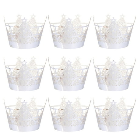 

50PCS Christmas Paper Cupcake Wrappers Cups Hollow Small Cake Molds Muffin Liners for Dessert Party