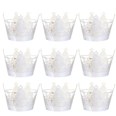 

50PCS Christmas Paper Cupcake Wrappers Cups Hollow Small Cake Molds Muffin Liners for Dessert Party