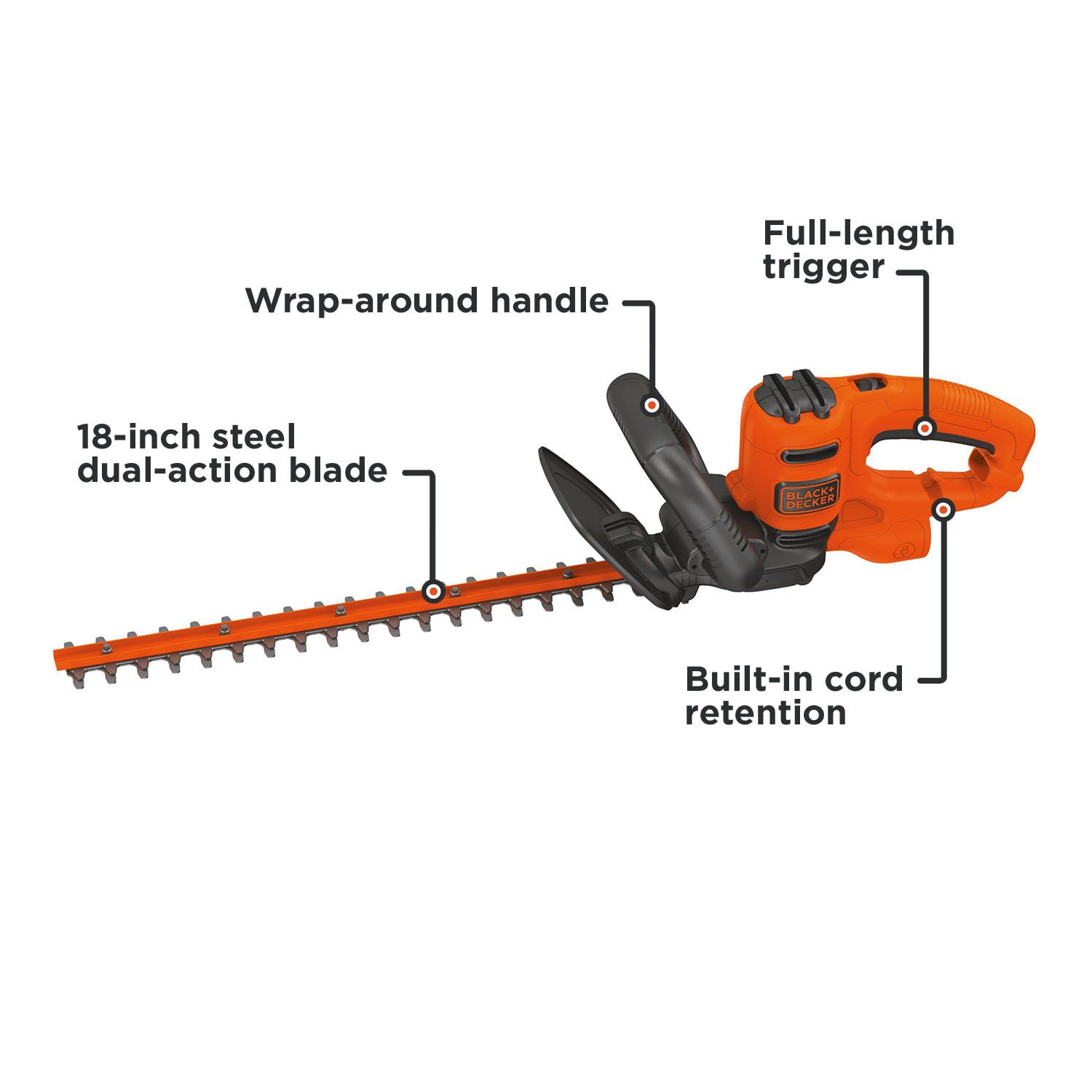 BLACK+DECKER BEHT200 18" CORDED HEDGE TRIMMER