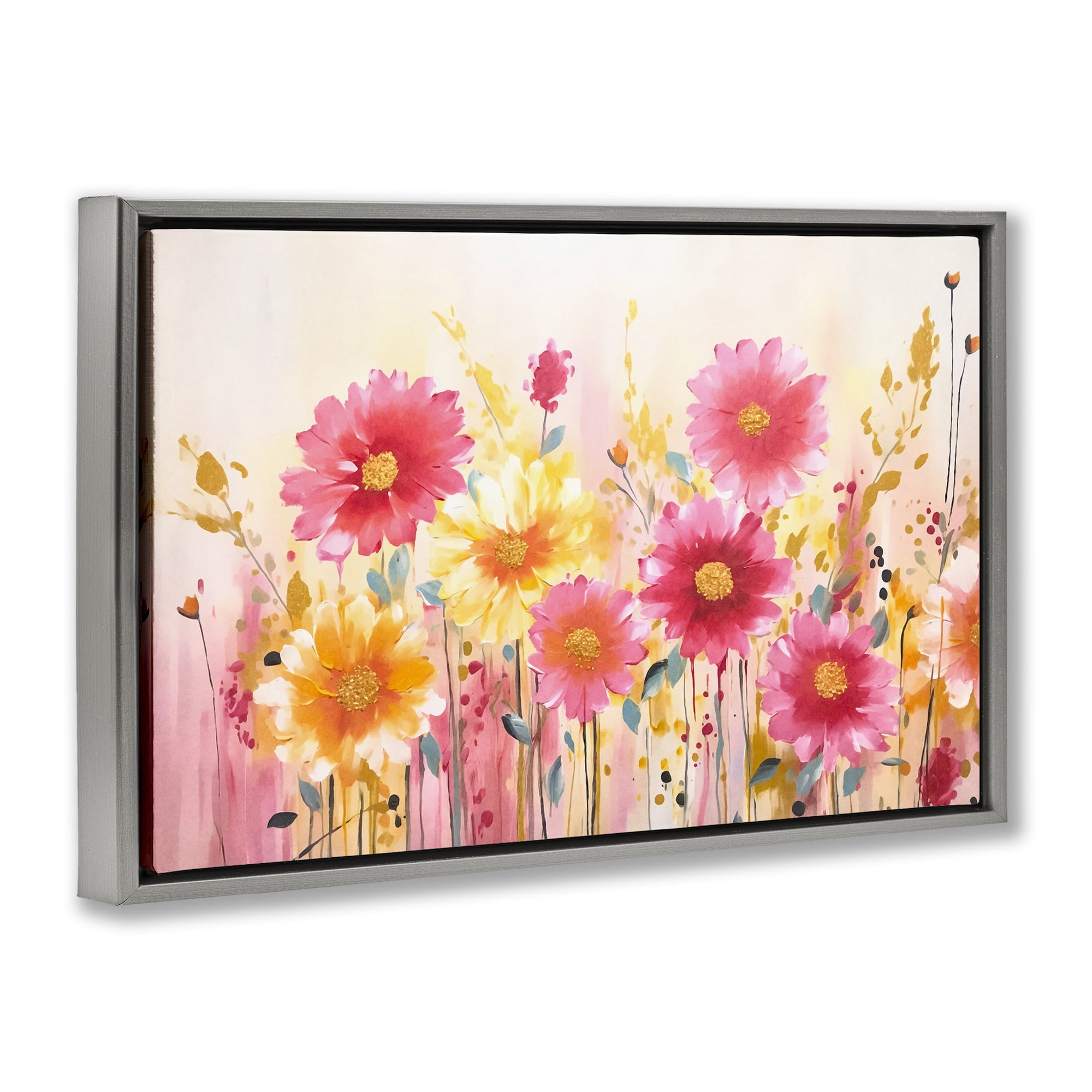 Stupell Industries Blush Blooming Whimsy Gray Framed Floater Canvas Wall Art, design by Andrea Haase