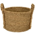 thumbnail image 3 of Household Essentials Large Wicker Storage Basket, Floor Basket with Braided Handles, Handwoven Water Hyacinth, Classic Spiral Design, Perfect for Throw Blankets, 3 of 7