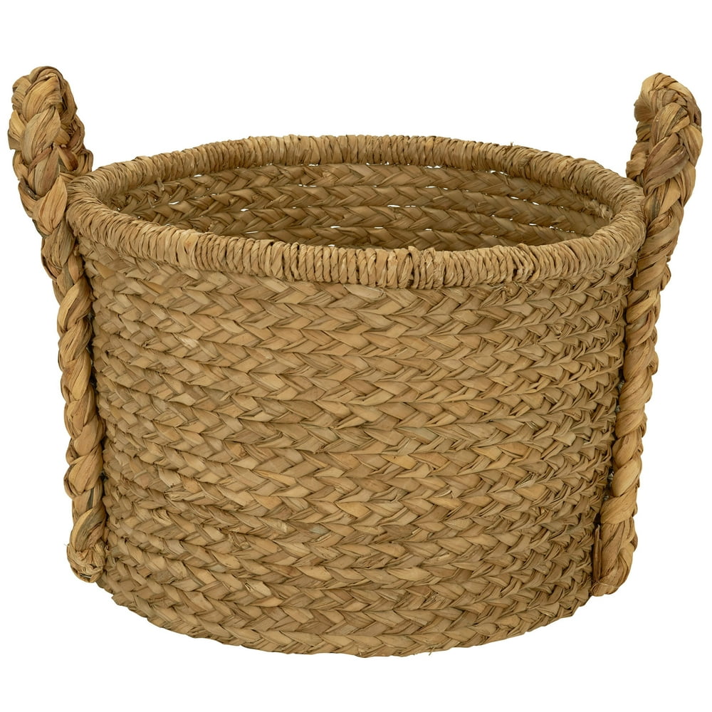 Household Essentials Large Wicker Floor Basket With Braided Handle