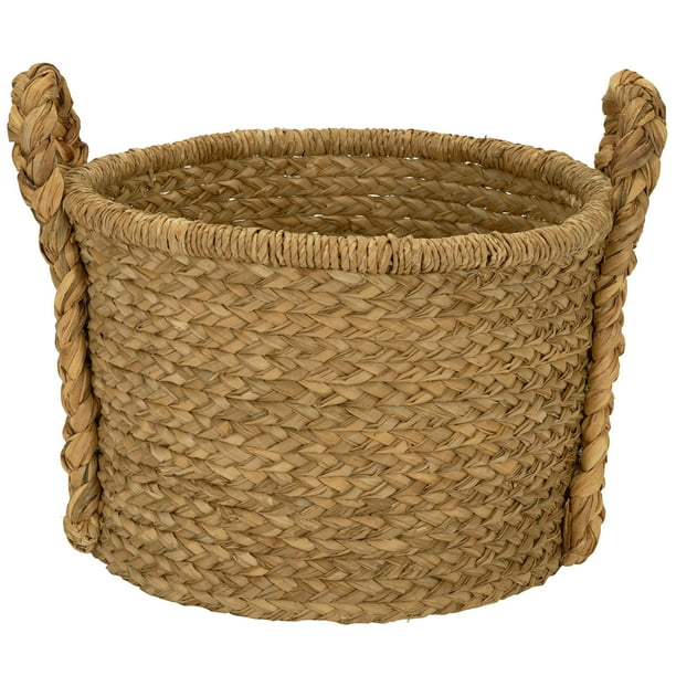 Household Essentials Large Wicker Floor Basket With Braided Handle