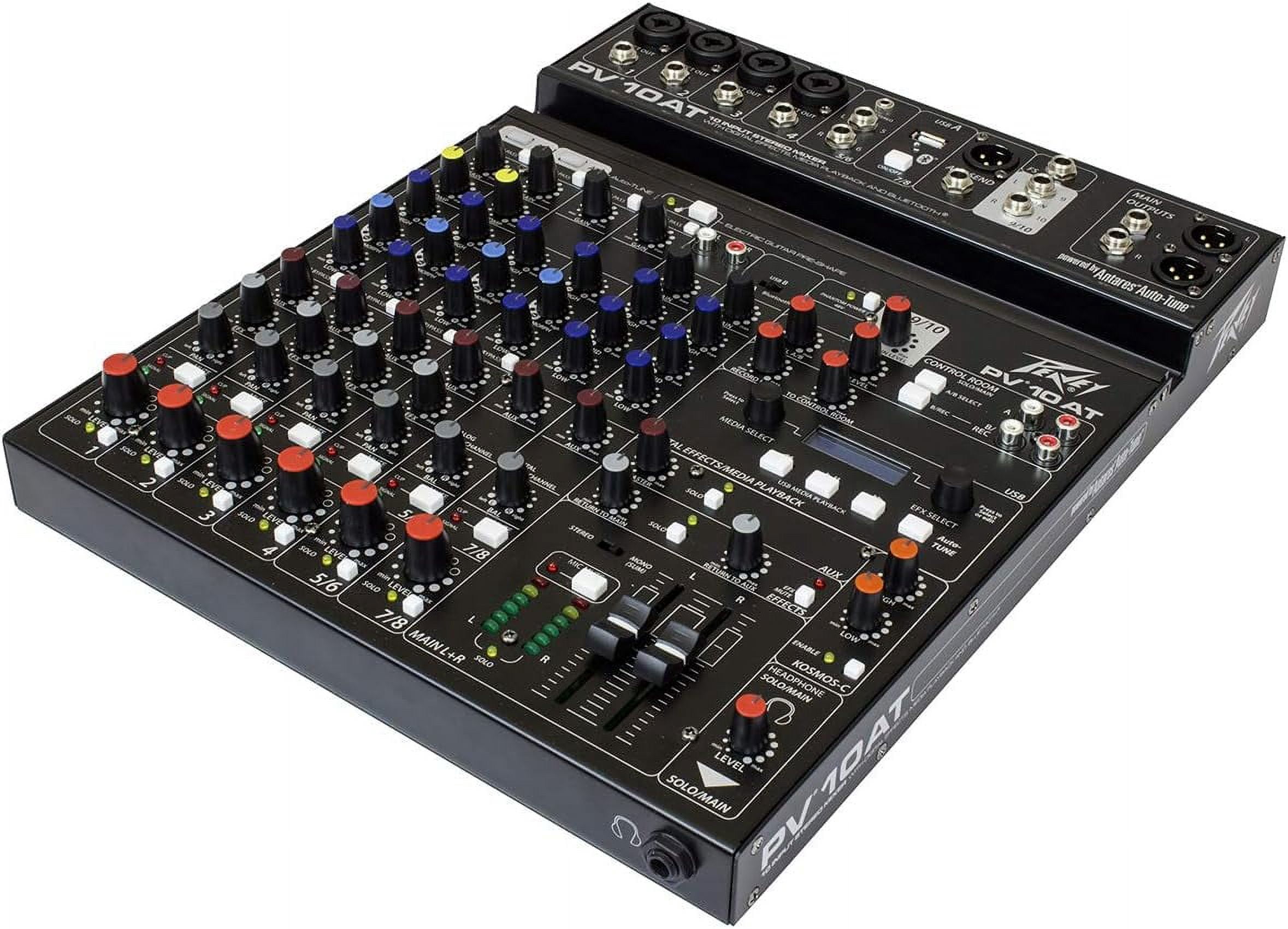 Peavey PV 10 AT 10 Channel Compact Mixing Mixer Console with Bluetooth Auto-Tune pitch correction + Blue Mic