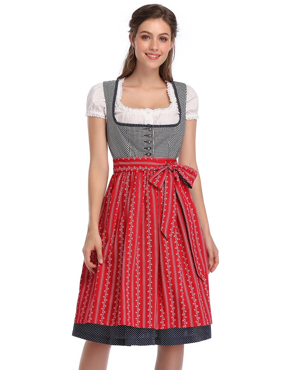 Womens German Dirndl Dress Costumes for Bavarian Oktoberfest Carnival Halloween 