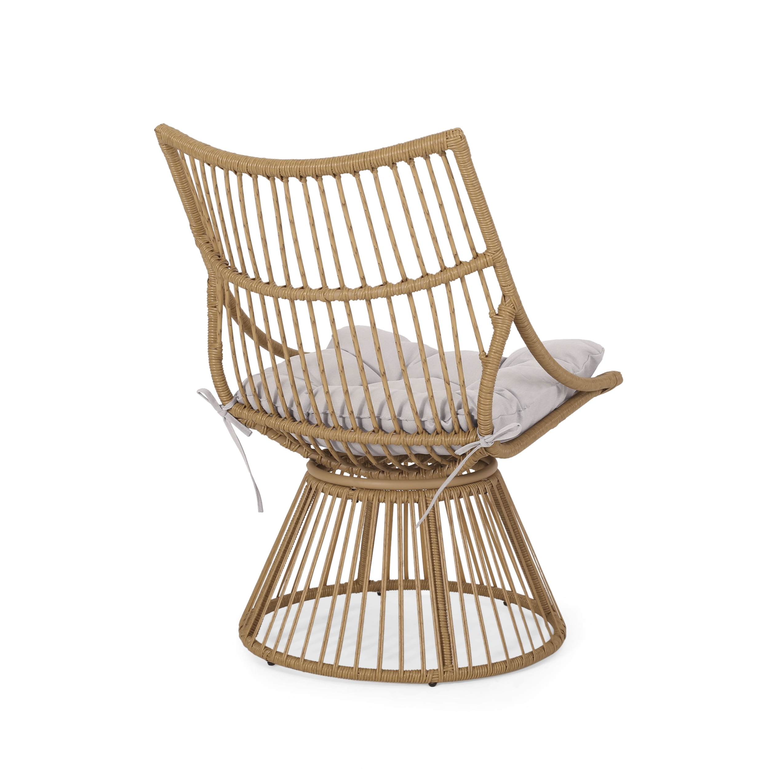 Outdoor High Back Leisure Single Chair, Wicker Craft Relaxing Seat for Patio Garden, Light Brown and Beige