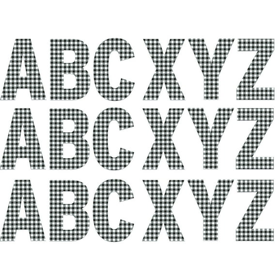 Eureka Gingham Jumbo 7" Deco Letters, 129 Per Pack, 3 Packs