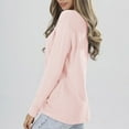 thumbnail image 5 of DeHolifer Women Tops Solid Color V-Neck Button Long Sleeve Loose Casual Knit Pullover Tops Pink 3XL, 5 of 5