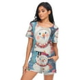 thumbnail image 5 of Women Pajama Sets Short Sleeve Sweatshirts Merry Christmas Snowman Casual Tops and Shorts, 5 of 7