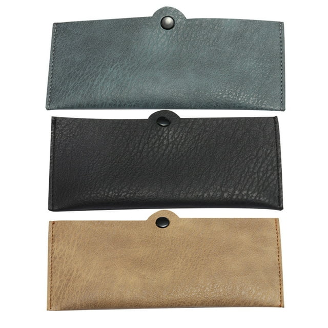 Shisuyan 1 Set 3Pcs Handmade Leather Glasses Cases Portable Buckle Sunglasses Boxes Bags
