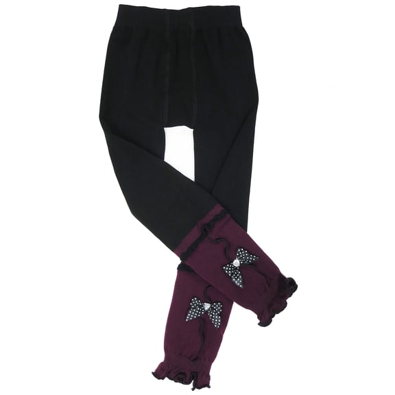 Wenchoice Purple & Black Bow Leggings Girl'S Girls Xl(7-8Y)