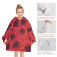 thumbnail image 6 of Red Cheetah Leopard Pattern Blanket Hoodies for Kids 6-13YR Oversize Wearable Blanket Hoodies for Boys Girls Teens, 6 of 7