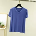 thumbnail image 2 of ZyeKqe Womens Pajamas Tops Short Sleeve Shirts Casual V Neck T Shirts Loose Fitted Pjs Top Loungewear, 2 of 6