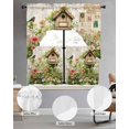 thumbnail image 2 of Spring Floral Swag Kitchen Curtains Sets for Windows 24 Inch Length, Birds Cabin Daisy Watercolor Botanical Farmhouse Short Window Curtain Swags Valances and Tiers 3 Piece Set for Cafe/Dining Room, 2 of 5