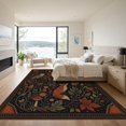 thumbnail image 3 of ODIKA 9'x12' Washable Area Rug Autumnal Earth Tones Enchanted Forest Design Elegant Wildlife and Foliage with Starry for Great Room, Indoor Concept, Large Living Low Pile, Flatwoven, 3 of 7
