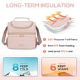 thumbnail image 5 of TOURIT Insulated Lunch Tote Bag Leakproof Lunch Box, Reusable Cooler Bag Food Container with Dual Compartment, Pockets & Shoulder Strap for Women Men, Work School Picnic Beach, Pink, 5 of 8
