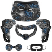 Baoyemes Silicone Cover Set for Oculus-Meta Quest 2, VR Accessories for Meta Quest 2, Protective Cover Set Includes Controller Grip Cover, Face Cover, VR Shell Cover (Blue Skull)