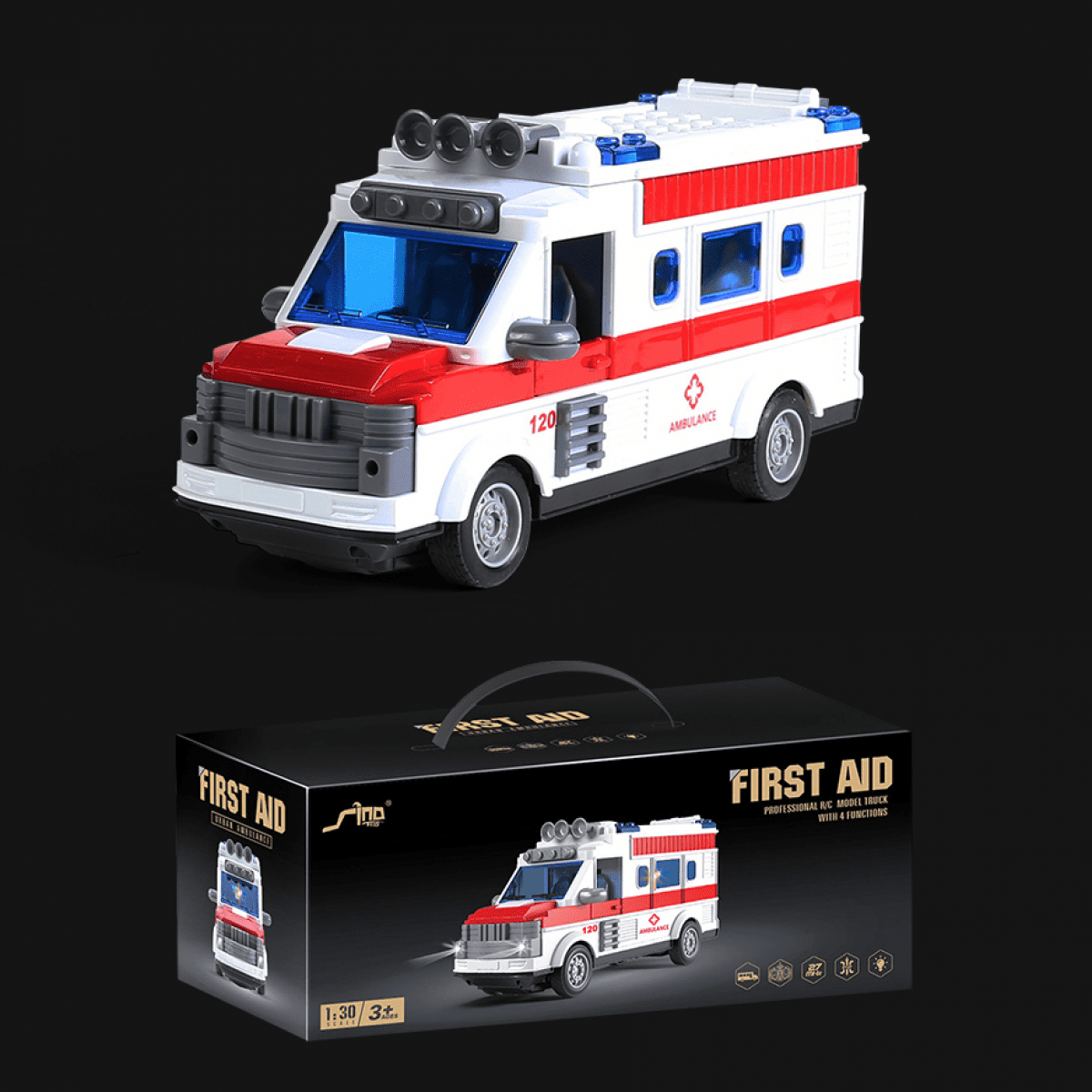 Mini RC Car Ambulance Truck Toy with Lights & Open Doors for Kids 3 4 5 Years Old Birthday Gifts