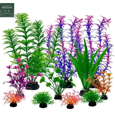 IBEEDOW Fish Tank Decorations Plants, 11pcs Aquarium Decorations Plants, Fish Aquarium Decor Artificial Plant, Fish Aquarium Accessories