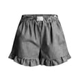 thumbnail image 5 of VBVC Women's Striped Ruffle Hem Shorts,Cotton-Linen Pajama Bottoms For Women,Ladies Casual Cute Lounge Sleep Shorts with Pockets,Black,S-2XL, 5 of 8