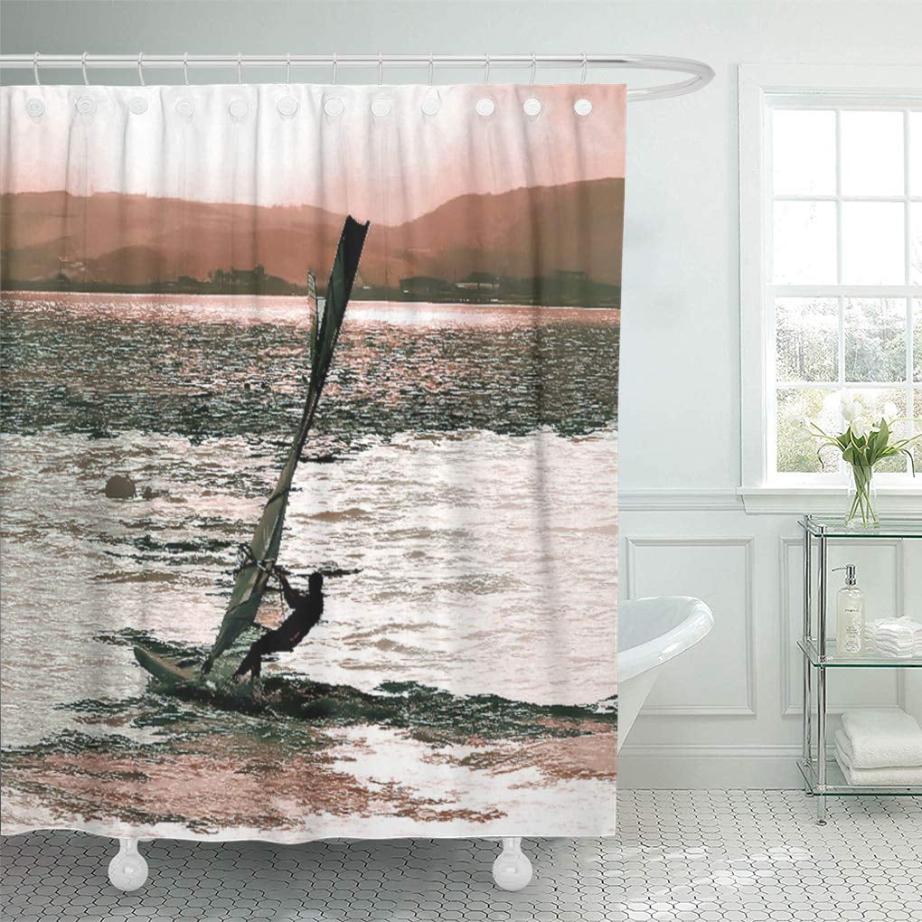 Cynlon Sail Windsurfing Boarding Surfing Sports Sea Water Sailboarding Watersports Bathroom Decor Bath Shower Curtain 60x72 Inch Walmart Com Walmart Com