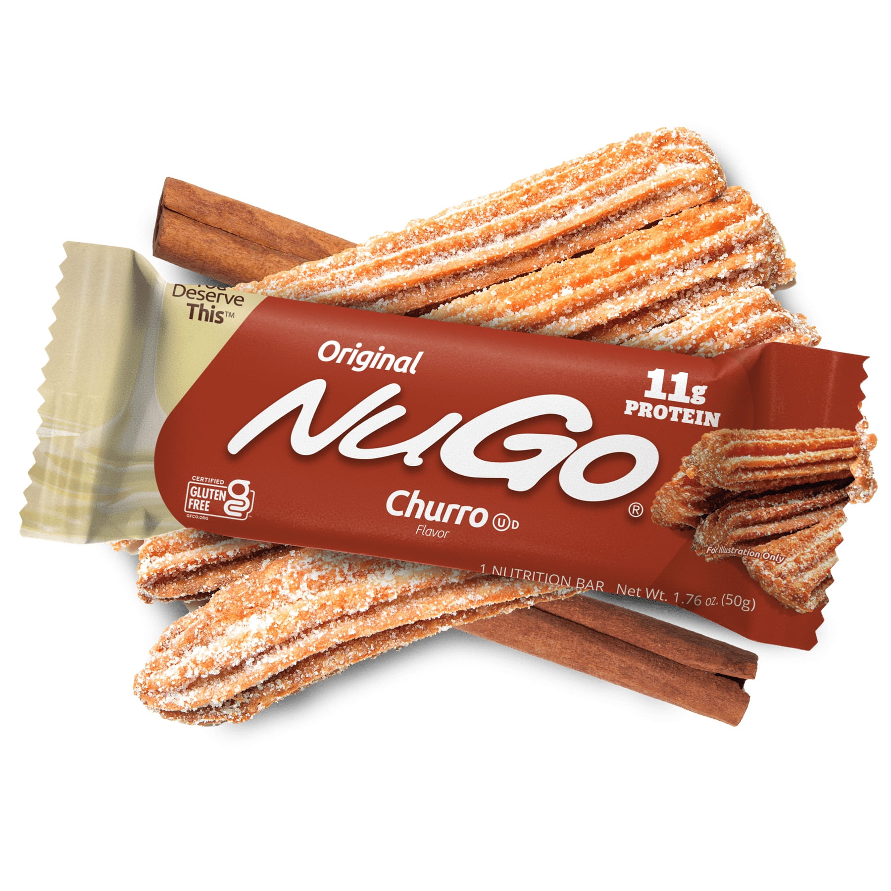 NuGo Original Protein Bar, Churro, 11g Protein, Gluten Free, 15 Count