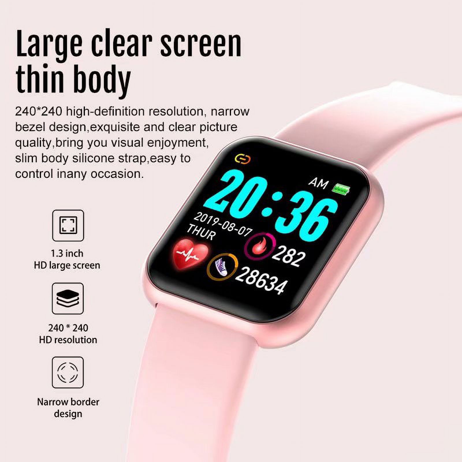 1.3" Smart Bluetooth Watch IP67 Waterproof Tracker Fitness Bracelet Colorful Screen Blood Pressure Monitor Wristband All Black - image 4 of 10