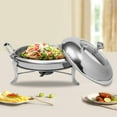 thumbnail image 4 of Large 24cm Round Chafing Dish Stainless Steel Chafing Dish Buffet Chafer Silver, 4 of 20