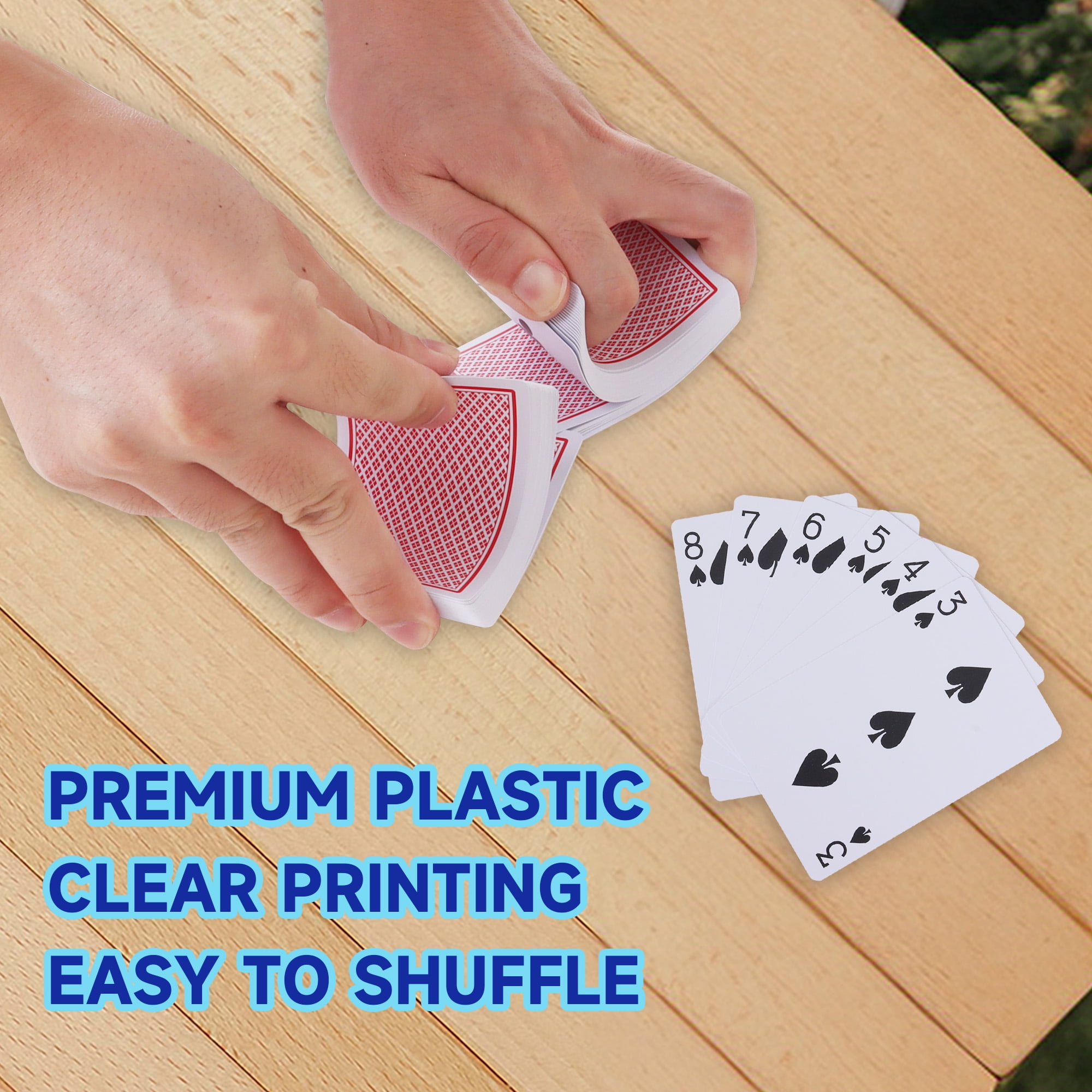 GSE Games & Sports Expert 12-Deck 100% Plastic Waterproof Playing Cards, Standard Regular Index, Bridge Size, Perfect for Outdoor Camping, Beach & Pool, Travel