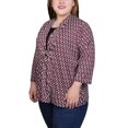 thumbnail image 2 of Plus Size Puff Print 3/4 Sleeve Two-Fer Top, 2 of 3