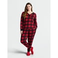 thumbnail image 2 of Joyspun Women's Waffle Knit Henley Sleep Top, Joggers and Socks Pajama Set, 3-Piece, Sizes XS-3X, 2 of 7