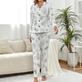thumbnail image 2 of Top-kevin Pajama Sets for Womens Lobster Pattern Loose Button Down Long Sleeve Shirts And Pants Set, 2 of 12
