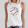 thumbnail image 2 of Gibobby Mujeres Verano Sin Mangas Cuello Redondo Béisbol Impresión Tank Tops Casual Camisetas Blusa Top(Blanco,G), 2 of 4