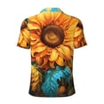 thumbnail image 3 of Qekee Deep Yellow Colorful Sunflower for Mens Polo Shirts Casual Short Sleeve Button Down Polo Shirt Classic Golf Shirts, 3 of 9