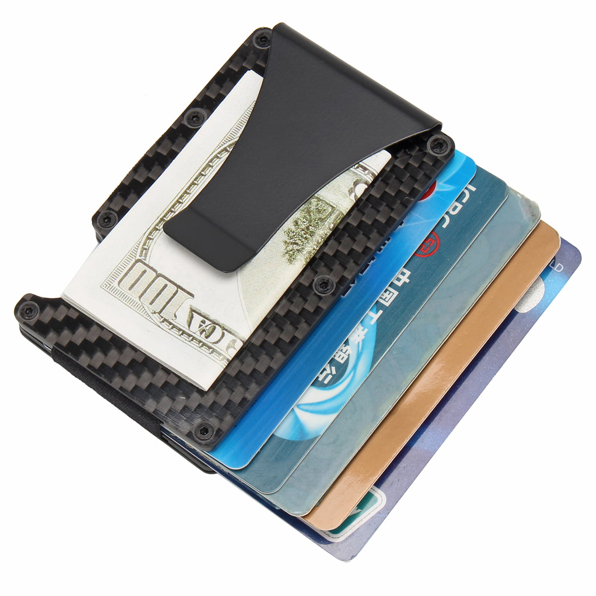 Men Credit Card Holder, Slim Carbon Fiber RFID Blocking Metal Wallet ...
