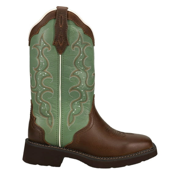 Justin Boots Womens Raya Embroidered Square Toe Cowboy  Mid Calf Boots