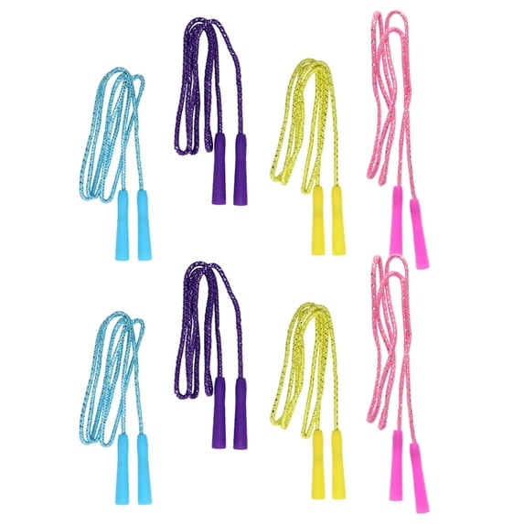 Foil Jump Ropes 7 Ft. Colorful Jumprope for Kids Girls Boys Toddler Fitness Outdoor Indoor Fun Games Skipping Rope Exercise Sports Fitness Equipment Activity and Party Favor Set of 8 (Color Varies)