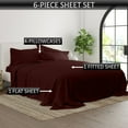 thumbnail image 3 of 21-INCH EXTRA DEEP POCKETS - 6 PC Split Head King Sheet Set for Adjustable Bed - (Extra Pillowcases) 400-Thread-Count 100% Egyptian Cotton, Soft Breathable 400TC Cotton- Wine, 3 of 7