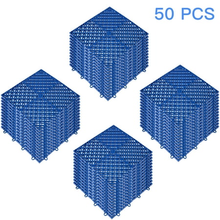 VEVOR Drainage Tiles Interlocking 50 pcs Blue, Plastic Tiles 12x12x0.5 inches, Deck Tiles Outdoor Floor Tiles, Outdoor Interlocking Tiles, Deck Flooring for Pool Shower Bathroom Deck Patio Garage