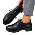 thumbnail image 5 of Juebong Oxford Shoes for Women,Perforated Lace-up Round Toe PU Leather Loafers Low Heel Brogues Shoe for Girls Ladies 2025 Black,43, 5 of 8