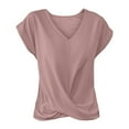 thumbnail image 6 of Uqiangy Tie Front Crop Tops for Women Short Tops for Women Front Knot Tops for Women Cross Front Tops for Women T Shirts for Women Pink L, 6 of 6