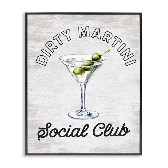 Stupell Industries Dirty Martini Social Club Black Framed Giclee Art, design by Lettered and Lined
