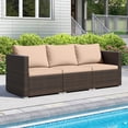 thumbnail image 1 of Costway 3PCS Patio Sectional Sofa Set with Right Arm Sofa & Left Arm Sofa, Soft Cushions Beige + Mix Brown, 1 of 10