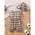 thumbnail image 4 of Newborn Baby Girls Romper 3 Months Girls Bodysuit Newborn Girls Sleeveless Summer Bodysuit Cute Bowknot Plaid Bodysuit Apricot, 4 of 8