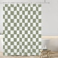 thumbnail image 2 of Aesthetic Checkerboard Grid Pattern Shower Curtain, White Sage Green Modern Shower Curtain Sets Decoration 71x84 Inch with plastic hooks, 2 of 6