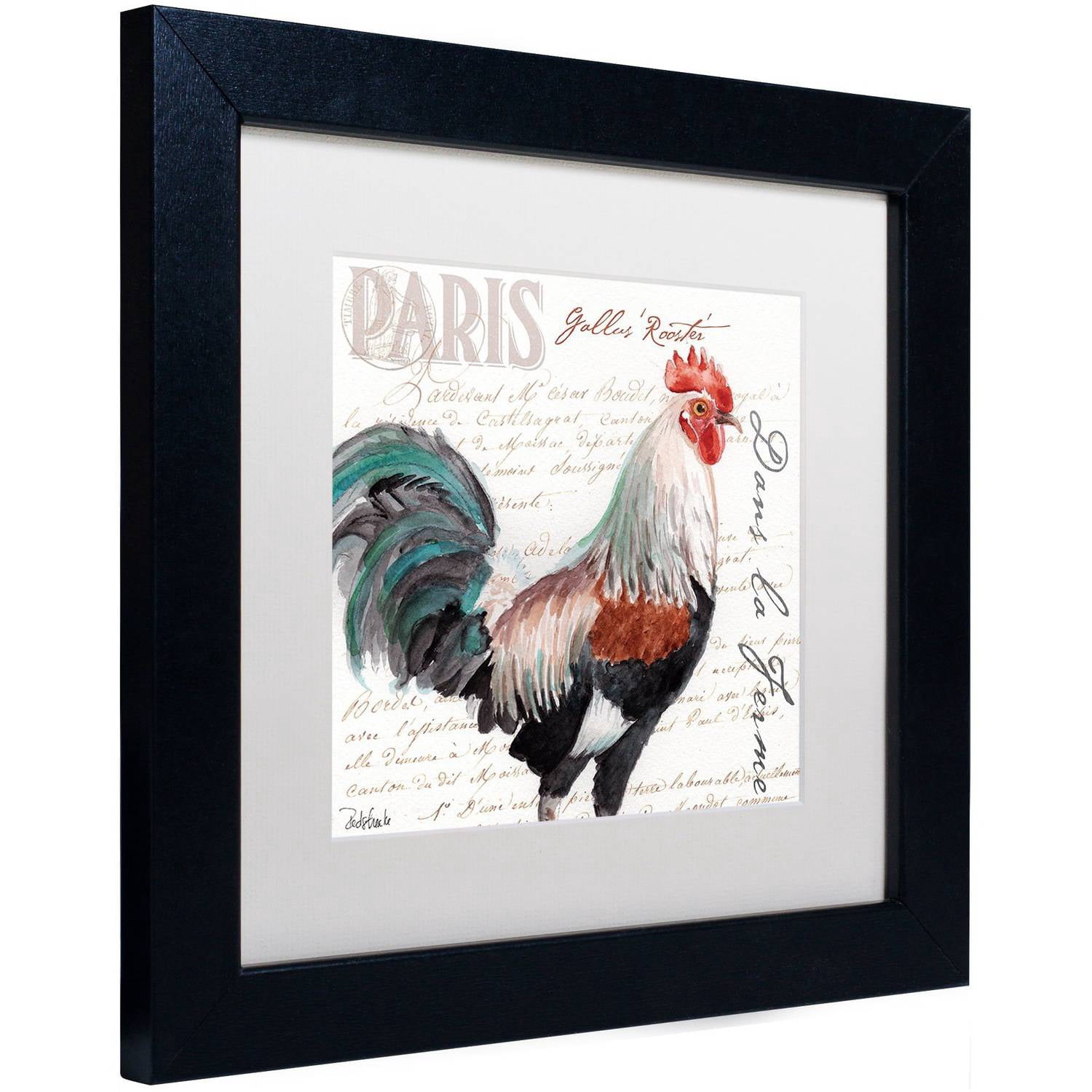 Trademark Fine Art "Dans la Ferme Rooster III" Canvas Art by Jennifer Redstreake White Matte, Black Frame