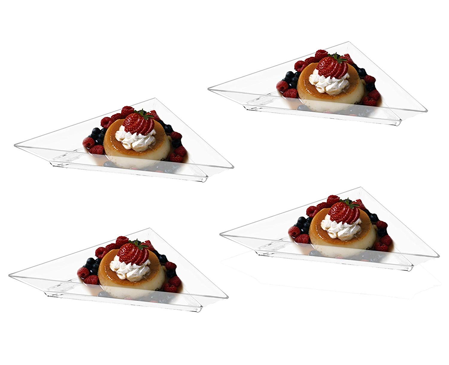 Mini Clear Plastic Triangle Dessert Appetizer Plates. Pack Includes 48
