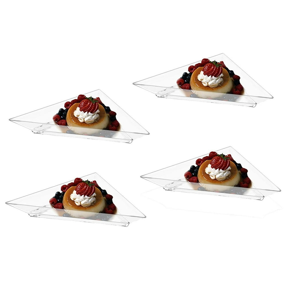 Mini Clear Plastic Triangle Dessert Appetizer Plates. Pack Includes 48