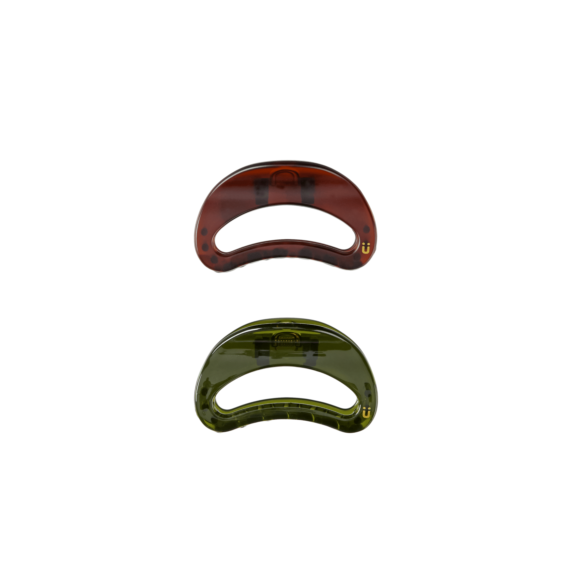 Scunci Luxe by Conair Open Oval Claw Clips, Brown & Deep Green with Gold-Tone Accents, 2 Count